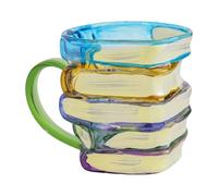 Thewasc Tasse à café en verre fabriquée à la main avec poignée ergonomique pour boissons chaudes et froides, tasse à café en verre de grande capacité