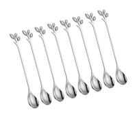 Thewasc Ustensile de cuisine en acier inoxydable avec motif feuilles sculptées pour remuer miels, café et dessert, cuillère à mélanger gravée