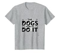 They Eating The Dogs Made Me Do It - Humour Amusant pour Animal de Compagnie T-Shirt, Enfant, Gris Chiné, 12 Ans