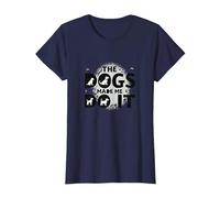 They Eating The Dogs Made Me Do It - Humour Amusant pour Animal de Compagnie T-Shirt, Femme, Bleu Marine, XS