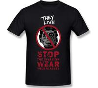 They Live - Obey T Shirt 2021 Summer New Classic-Fit Short Sleeves Novelty Cotton Shirt Mens Black Manches Courtes(3X-Large)