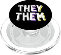 They Them Pronoun Shirt Gender Non-Binary Awareness March PopSockets PopGrip pour MagSafe