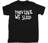 They We Sleep T Shirt Rowdy Roddy Piper Sunglasses John Carpenter Movie Tee Black Manches Courtes(Large)