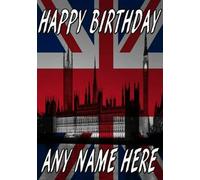 Thg1 Carte d'anniversaire personnalisable Motif drapeau britannique de Londres Format A5