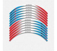 THHXJ Lot 12 Autocollants Réfléchissants Jantes Moto pour BMW S1000R Décoration Contour Moyeux Étanches(A3 White Red Blue)