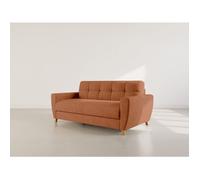 Thibault - Canapé lit 3 places convertible express couchage quotidien 140 cm matelas 14 cm en velours texturé - Terracotta