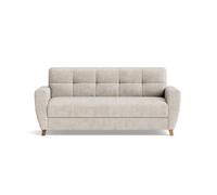Thibault - Canapé lit 3 places convertible express couchage quotidien 140 cm matelas 14 cm en velours texturé - Beige