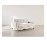 Thibault - Canapé lit 3 places convertible express couchage quotidien 140 cm matelas 18 cm en velours texturé - Beige