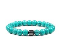 ThiCc Bracelet extensible fait à la main en pierre de lave noire de 8 mm en malachite pour homme et femme - Élégant bijou de poignet en pierre naturelle - Accessoire cadeau à porter au quotidien, 1C