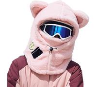 ThiCc Capuche Sherpa pour femme - Chapeau mignon avec oreilles de lapin et de chat en peluche pour l'hiver, l'équitation, le ski, la cagoule coupe-vent pour temps froid, capuche chaude réglable, Chat