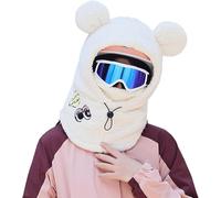 ThiCc Capuche Sherpa pour femme - Chapeau mignon avec oreilles de lapin et de chat en peluche pour l'hiver, l'équitation, le ski, la cagoule coupe-vent pour temps froid, capuche chaude réglable, Ours