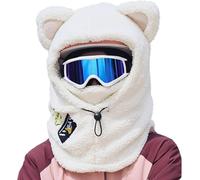 ThiCc Capuche Sherpa pour femme - Chapeau mignon avec oreilles de lapin et de chat en peluche pour l'hiver, l'équitation, le ski, la cagoule coupe-vent pour temps froid, capuche chaude réglable, Chat