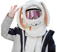 ThiCc Capuche Sherpa pour femme - Chapeau mignon avec oreilles de lapin et de chat en peluche pour l'hiver, l'équitation, le ski, la cagoule coupe-vent pour temps froid, capuche chaude réglable, Lapin