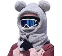 ThiCc Capuche Sherpa pour femme - Chapeau mignon avec oreilles de lapin et de chat en peluche pour l'hiver, l'équitation, le ski, la cagoule coupe-vent pour temps froid, capuche chaude réglable, Ours