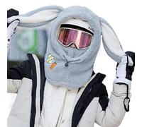 ThiCc Capuche Sherpa pour femme - Chapeau mignon avec oreilles de lapin et de chat en peluche pour l'hiver, l'équitation, le ski, la cagoule coupe-vent pour temps froid, capuche chaude réglable, Lapin