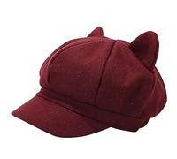 ThiCc Chapeau Newsboy avec oreilles de chat mignonnes - Casquette vintage pour femme Cabbie Gatsby Peintre Chapeaux vintage octogonal 8 panneaux Béret de cabbie Chapeau Visière Fiddler Cap, Rouge,