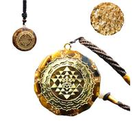ThiCc Collier en cristal de méditation - Pendentif en orgonite sacrée Sri Yantra fait à la main avec pierres précieuses naturelles, bijoux de guérison Reiki pour yoga, équilibrage d'énergie