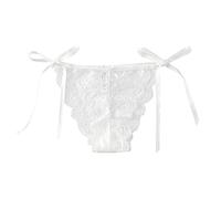 ThiCc Culottes Transparentes à Nouer Sur Le Côté Pour Femmes - Culottes Bikini Sexy Et Coquines à Taille Basse Strings En T Sous-vêtements String Ajustables (Blanc,M)