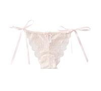 ThiCc Culottes Transparentes à Nouer Sur Le Côté Pour Femmes - Culottes Bikini Sexy Et Coquines à Taille Basse Strings En T Sous-vêtements String Ajustables (Rose,M)