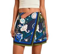 ThiCc Jupe graphique florale pour femme - Mini short imprimé tropical bohème à nouer sur le côté - Jupe élastique taille haute - Pantalon vintage pour l'été, la plage, les vacances, le quotidien, les