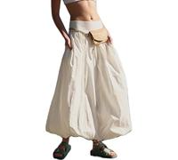 ThiCc Jupe longue à bulles pour femme - Y2k Boho Casual Fashion Coupe ample élastique taille haute fluide Jupe longue d'été Jupe ballon mignonne jupe bouffante pour vacances plage Ourfit, beige, S