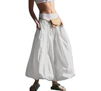 ThiCc Jupe longue à bulles pour femme - Y2k Boho Casual Fashion Coupe ample élastique taille haute fluide Jupe longue d'été Jupe ballon mignonne jupe bouffante pour vacances plage Ourfit, blanc, L