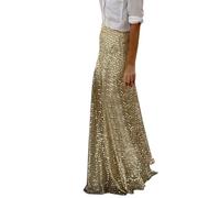 ThiCc Jupe longue pailletée pour femme, jupe longue sirène avec paillettes, élégante, coupe ajustée, taille élastique, brillante, longueur ras du sol, pour les vacances, les fêtes, les bals, les