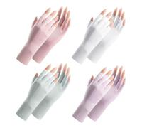 ThiCc Lot de 4 paires de gants de protection solaire UV pour femme - Gants d'été mi-doigts pour conduite d'été sans doigts - Mitaines anti-soleil légères et rafraîchissantes pour le cyclisme et la
