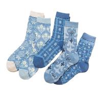 ThiCc Lot de 5 paires de chaussettes vintage à motif floral pour femme - Chaussettes mi-mollet douces en relief 3D mignonnes Lolita Jacquard à volants Chaussettes confortables Cottagecore Accessoires
