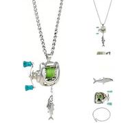 ThiCc Mini collier moulinet de pêche - Poignée rotative créative guide de ligne mobile pendentif amovible bague convertible ensemble de bijoux cadeau pêcheur en plein air voyage usage quotidien, Petit