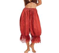 ThiCc Pantalon long bloomer pour femme - Bordure en dentelle - Pantalons victoriens Y2K - Taille élastique - Pantalon de soubrette à volants - Confortable - Capri taille mi-haute pour la maison et la