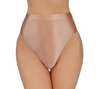 ThiCc Strings Métalliques Pour Femmes - Bas De Rave Taille Haute Sous-vêtements En Simili Cuir Culottes Sexy Et Effrontées Bas De Festival Pour Danser En Club (Café,L)