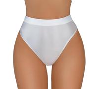 ThiCc Strings Métalliques Pour Femmes - Bas De Rave Taille Haute Sous-vêtements En Simili Cuir Culottes Sexy Et Effrontées Bas De Festival Pour Danser En Club (Blanc,XXL)