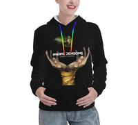 ThicC Sweat à Capuche Imagine%Band Dragons Pop Rock pour Femme, Logo imprimé, Sweatshirt, col Rond, Manches Longues, Haut M