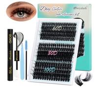 Thick Extension Cils 3D Kit Faux Cils Kit Extension Cils 60D+80D+100D Kit Extension De Cils D Curl DIY Lash Extension Kit Kit Faux Cils Extension by Obeyalash (275pcs 3D Fluffy D Curl 10-18mm)