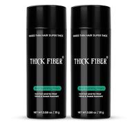Thick Fiber - Lot de 2 flacons de fibres capillaires pour cheveux clairsemés, rendez les cheveux plus épais en quelques secondes, pour homme et femme, 25 g, noir