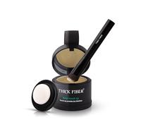 THICK FIBER Root Touch Up & Hairline Poudre avec pinceau 4 g - Couvre les racines grises et les cheveux clairsemés - Résistant à la transpiration et à l'eau - Correcteur de cheveux pour taches chauves