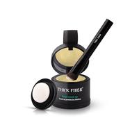 THICK FIBER Root Touch Up & Hairline Poudre avec pinceau 4 g - Couvre les racines grises et les cheveux clairsemés - Résistant à la transpiration et à l'eau - Correcteur de cheveux pour taches chauves