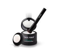 THICK FIBER Root Touch Up & Hairline Poudre avec pinceau 4 g - Couvre les racines grises et les cheveux clairsemés - Résistant à la transpiration et à l'eau - Correcteur de cheveux pour taches chauves