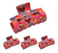 Thick Hair Claw Clips, Rectangle Love Heart Pattern, Strong Jaw Grip, Decorative and Stylish Everyday Hair Accessories, Perfect for Everyday Wear, 3,15 x 1,57 pouces Multicolor