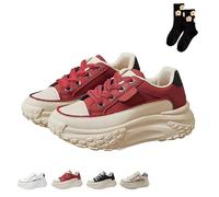 Thick-Soled Casual Women's Height-Increasing Shoes, 1.8" Non-Slip Casual Sneakers, 2026 New Women's Fashion Street Shoes (Red,36)