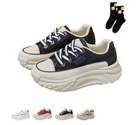 Thick-Soled Casual Women's Height-Increasing Shoes, 1.8" Non-Slip Casual Sneakers, 2026 New Women's Fashion Street Shoes (Black,39)