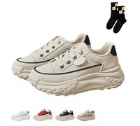 Thick-Soled Casual Women's Height-Increasing Shoes, 1.8" Non-Slip Casual Sneakers, 2026 New Women's Fashion Street Shoes (Khaki,38)