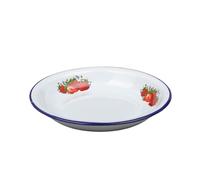 Thickened Enamel Dinner Plate Classic Vintage Round Dish Fruit Bowl & Rice Deepened(20cm)