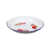 Thickened Enamel Dinner Plate Classic Vintage Round Dish Fruit Bowl & Rice Deepened(21.6cm)