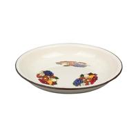 Thickened Enamel Dinner Plate Classic Vintage Round Dish Fruit Bowl & Rice Deepened(21.6cm-A)