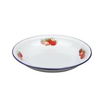 Thickened Enamel Dinner Plate Classic Vintage Round Dish Fruit Bowl & Rice Deepened(22cm)