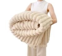 Thickened Plush Nap Blanket, Fall Winter Weighted Fluffy Bed Throw, Rabbit Plush Milk Velvet Cover Blankets, Room Decor, Soft and Comfortable, for Bed Sofa Home Office Use (White,78.74 * 90.55in)