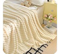 Thickened Rabbit Plush & Milk Velvet Blanket - Soft Cozy Cream Faux Rabbit Fur Throw Blanket for Home, Bed, and Sofa Seasons, Providing Warmth and Comfort. (Cream White,100 × 150 cm)