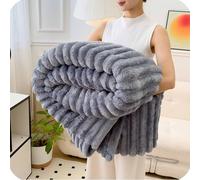 Thickened Rabbit Plush & Milk Velvet Blanket - Soft Cozy Cream Faux Rabbit Fur Throw Blanket for Home, Bed, and Sofa Seasons, Providing Warmth and Comfort. (Light Gray,100 × 150 cm)